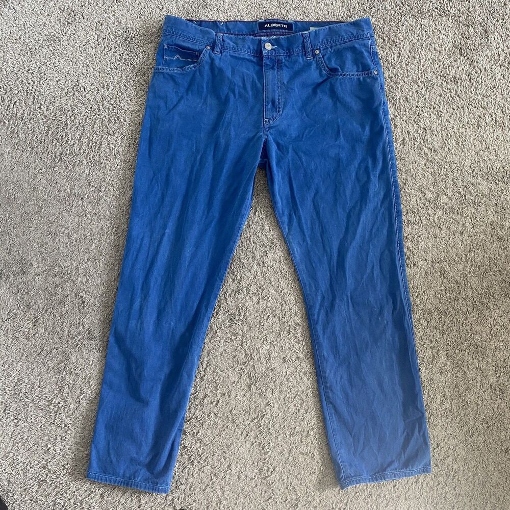 Alberto Regular Fit Jeans Mens 38x34 Dark Cobalt Denim
